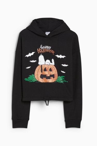 Enfants filles - Snoopy - sweat à capuche de Halloween - noir