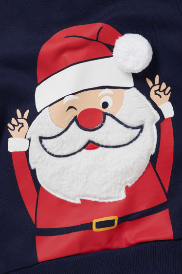 Bambini - Set natalizio - felpa e barba per mascherarsi da Babbo Natale - blu scuro