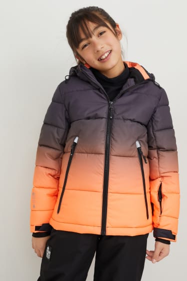 Enfants - Veste de ski à capuche - corail