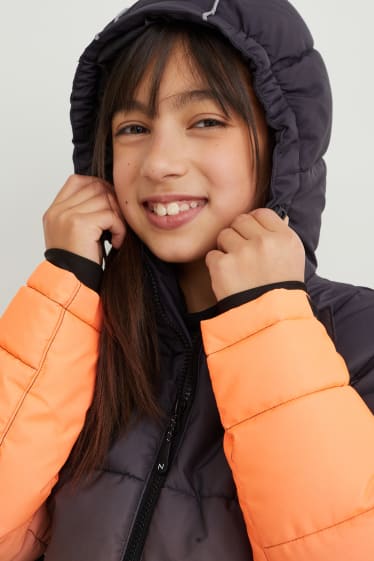 Kinder Mädchen - Skijacke mit Kapuze - coral