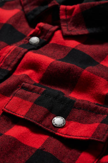 Niños - Camisa con capucha - de cuadros - rojo / negro