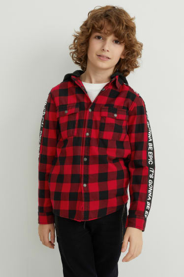 Nen/a - Camisa amb caputxa - quadres - vermell / negre