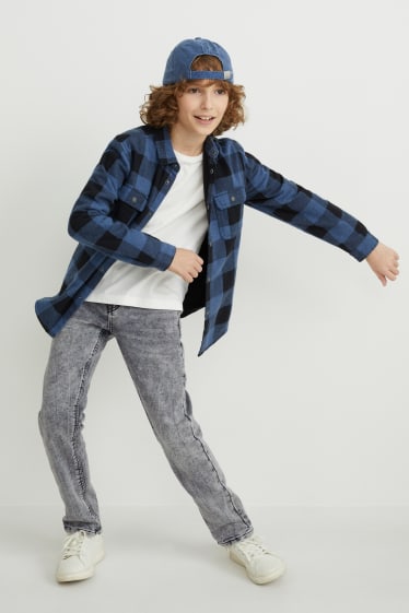 Kinderen - Slim jeans - thermojeans - jog denim - jeanslichtgrijs