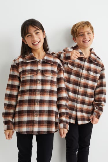 Enfants - Chemise - genderneutral - à carreaux - marron / beige