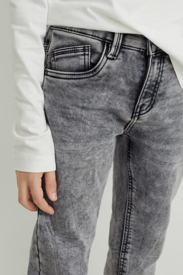 Dzieci - Slim jeans - ciepłe dżinsy - jog denim - dżins-jasnoszary