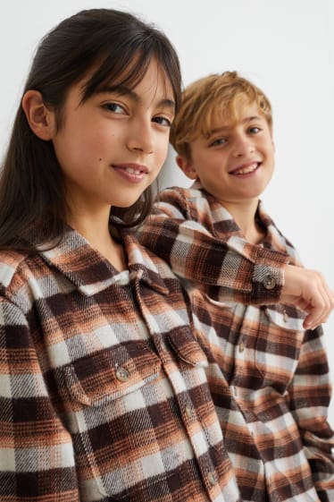 Dzieci - Koszula - genderneutral - w kratkę - brązowy / beżowy