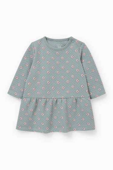 Baby Mädchen - Baby-Sweatkleid - geblümt - grün