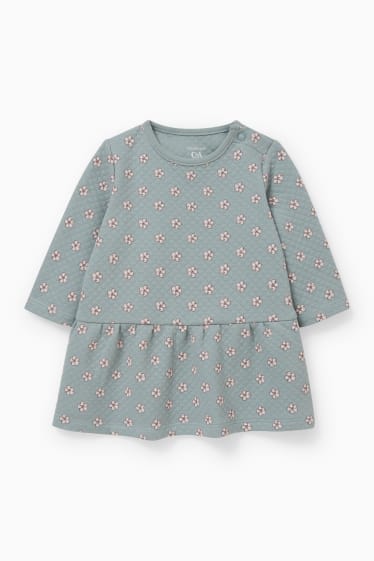 Babys - Baby-Sweatkleid - geblümt - grün