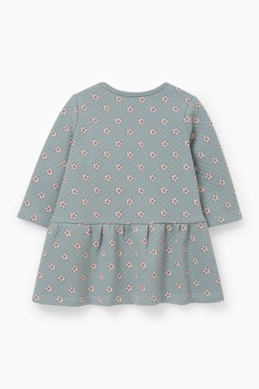 Baby Mädchen - Baby-Sweatkleid - geblümt - grün