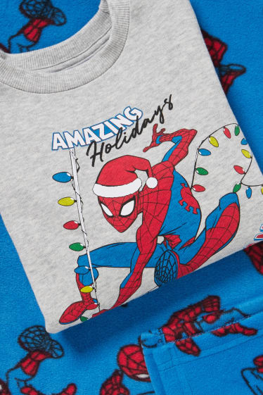 Dětské - Spider-Man - vánoční souprava - mikina a fleecová deka - světle šedá-žíhaná