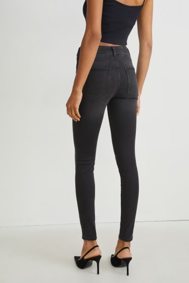 Kobiety - Skinny jeans - średni stan - ciepłe dżinsy - LYCRA® - dżins-ciemnoszary