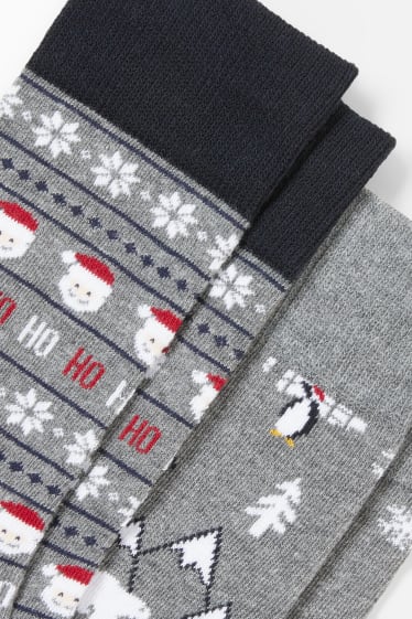 Pánské - Multipack 2 ks - vánoční ponožky s motivem - LYCRA® - šedá