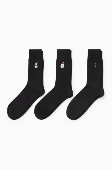 Hommes - Lot de 3 paires - chaussettes de Noël - LYCRA® - noir