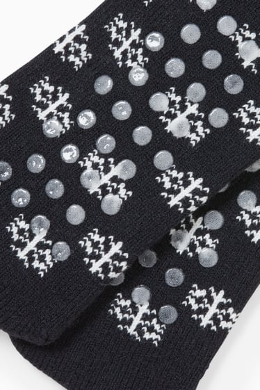 Herren - Weihnachts-Anti-Rutsch-Socken mit Motiv - schwarz