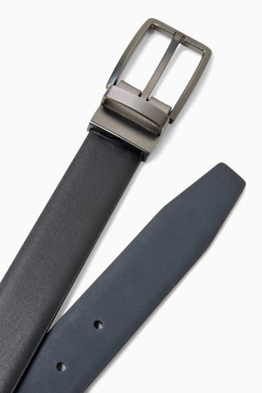 Men - Reversible belt - faux leather - black