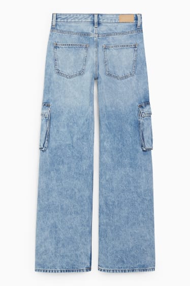 Femei - CLOCKHOUSE - wide leg jeans - talie joasă - denim-albastru deschis