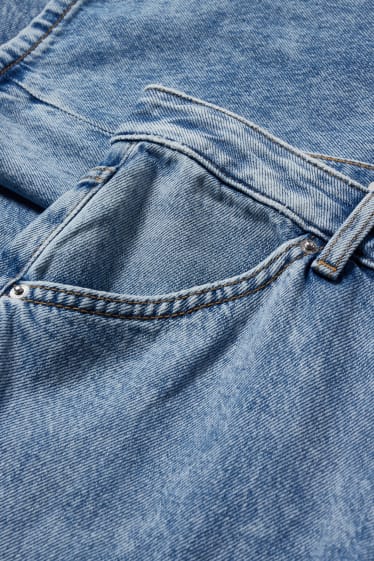 Women - CLOCKHOUSE - wide leg jeans - low waist - denim-light blue