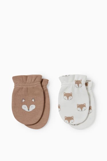 Bébés - Lot de 2 - moufles antigrattements - beige