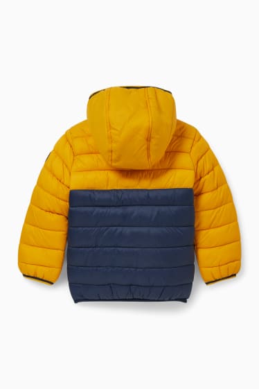 Dzieci - Pikowana kurtka z kapturem - żółty