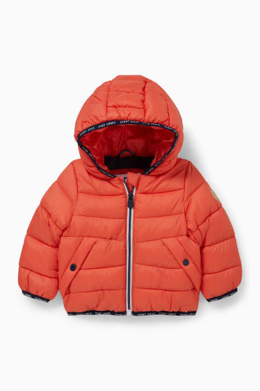 Miminka - Prošívaná bunda s kapucí pro miminka - oranžová