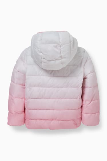 Kinder - Steppjacke mit Kapuze - weiß / rosa