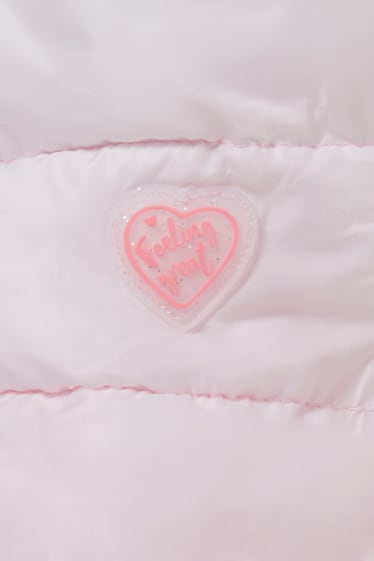 Kinder Mädchen - Steppjacke mit Kapuze - weiss / rosa