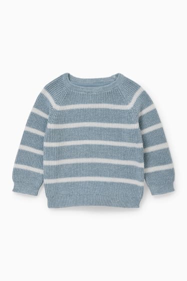 Babys - Baby-Pullover - gestreift - weiß / hellblau