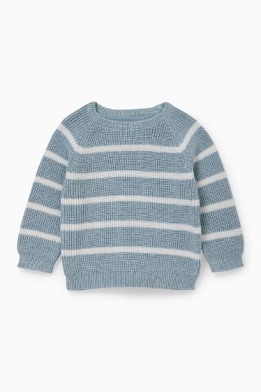 Baby: jongens - Babytrui - gestreept - wit / lichtblauw
