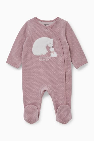 Babys - Baby-Schlafanzug - gepunktet - dunkelrosa