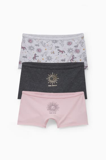 Bambine - Confezione da 3 - boxer - grigio / rosa