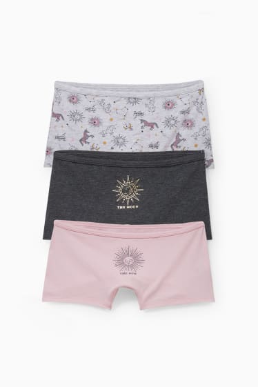 Kinderen - Set van 3 - boxershort - grijs / roze