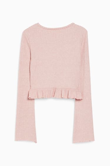 Damen - CLOCKHOUSE - Crop Langarmshirt - rosa-melange