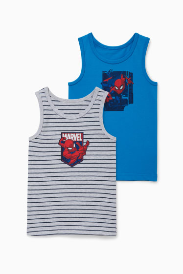 Niños - Pack de 2 - Spider-Man - camisetas interiores - gris jaspeado