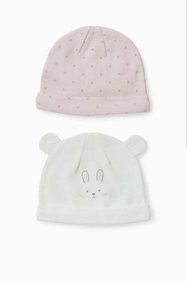 Neonati - Confezione da 2 - berretto per neonati - bianco / rosa