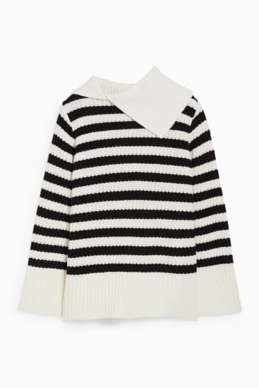 Kobiety - Sweter - w paski - czarny / biały