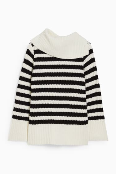 Kobiety - Sweter - w paski - czarny / biały