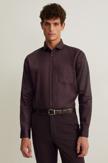 Hombre - Camisa de oficina - regular fit - cutaway - de planchado fácil - burdeos
