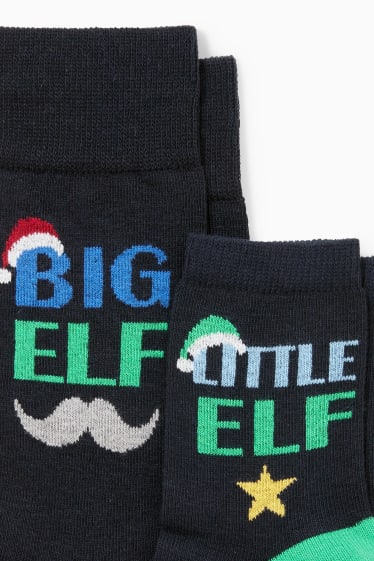 Hommes - Lot de 2 paires - chaussettes de Noël - LYCRA® - bleu foncé