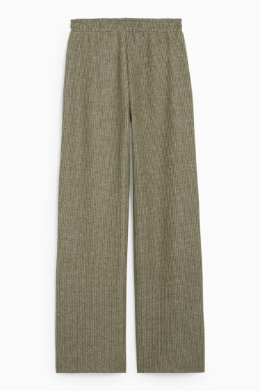 Dames - CLOCKHOUSE - gebreide broek - loose fit - groen