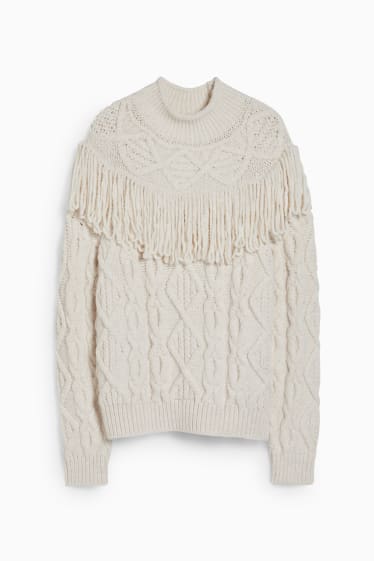 Women - Jumper - cable knit pattern - cremewhite