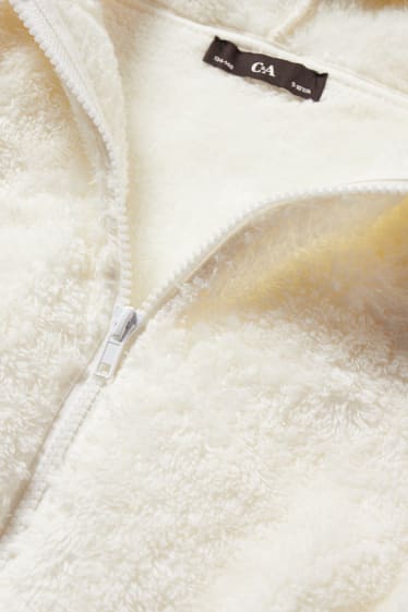 Bambini - Giacca di felpa in pelo teddy con cappuccio - bianco crema