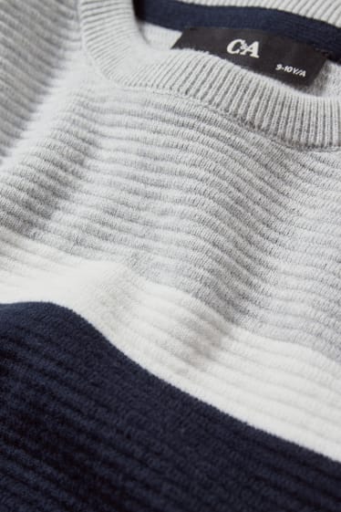 Kinder - Pullover - grau / dunkelblau