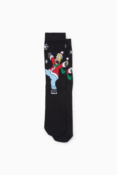 Pánské - Vánoční ponožky s motivem - Simpsonovi - černá
