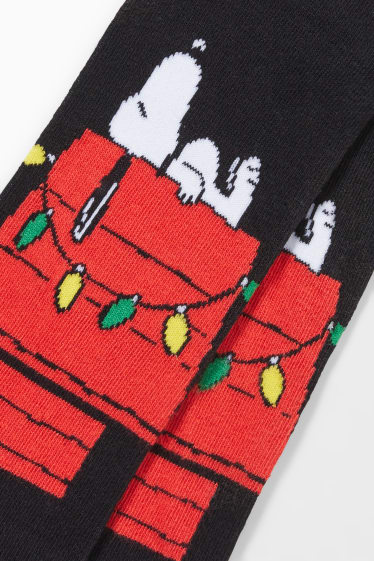 Heren - Kerstsokken met motief - Snoopy - zwart