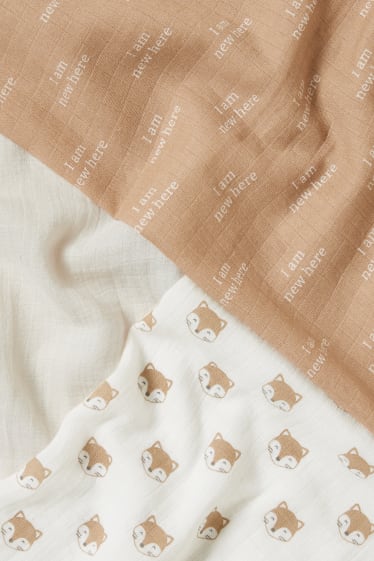 Bébés - Lot de 3 - foulards en mousseline pour bébé - beige