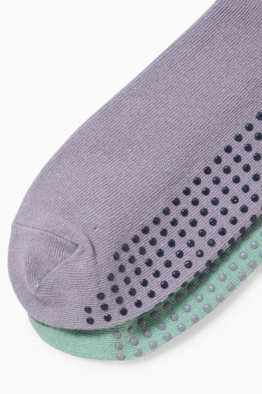 Dámské - Multipack 2 ks - protiskluzové ponožky do tenisek - světle fialová