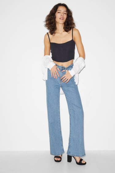 Femmes - CLOCKHOUSE - jean coupe droite - high waist - jean bleu clair