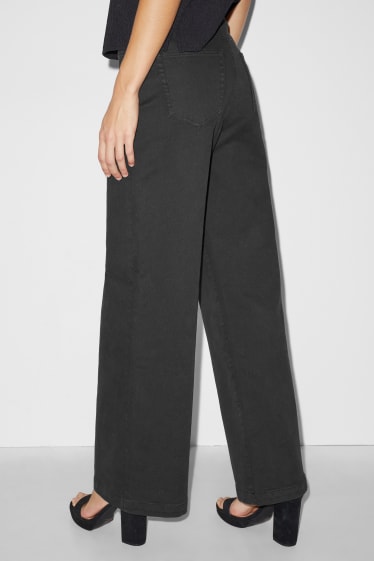 Dames - CLOCKHOUSE - wide leg jeans - high waist - zwart