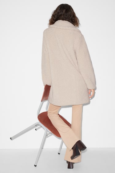 Women - CLOCKHOUSE - teddy fur coat - light beige