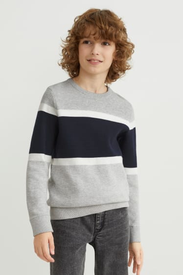 Enfants - Pullover - gris / bleu foncé